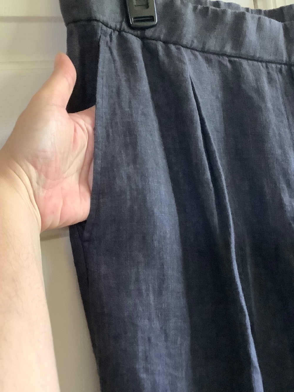EILEEN FISHER Washed Organic Linen Délavé Trouser Pant Graphite SZ L - Picture 8 of 16